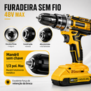 Kit Furadeira e Parafusadeira 48V MAX Sem Fio - Mais Potência, 2 Baterias e 17 Acessórios Profissionais