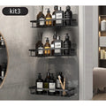 Kit 3 Suportes Organizadores de Shampoo – Prateleira de Banheiro Sem Furo em Alumínio Space Premium