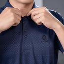 Leve 6, Pague Só 3] Camisa Polo Ventura Masculina em Algodão, Poliéster e Elastano com Microtextura Geométrica, Botões Frontais e Logo Bordado + BRINDES