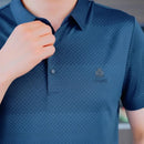 Leve 6, Pague Só 3] Camisa Polo Ventura Masculina em Algodão, Poliéster e Elastano com Microtextura Geométrica, Botões Frontais e Logo Bordado + BRINDES